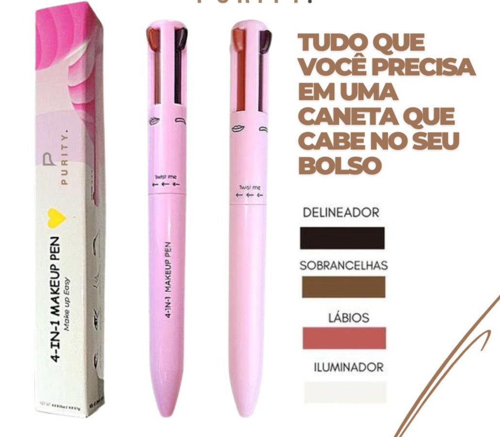 Makeup PEN 4 em 1: Delineador, Sobrancelha, Iluminador, Batom & Blush