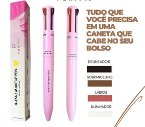 Makeup PEN 4 em 1: Delineador, Sobrancelha, Iluminador, Batom & Blush